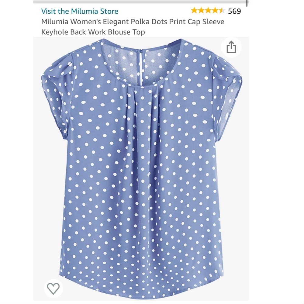 Polka Dots Print Cap Sleeve Keyhole Back Blouse
